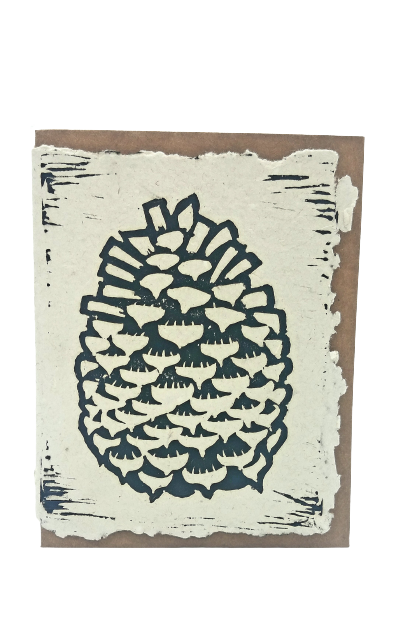 Handmade Paper Pinecone Greeting Card