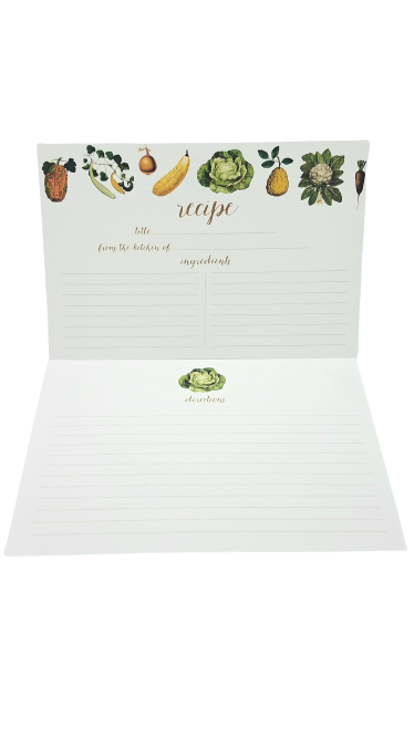 Watercolor Recipe Cards - Vegetable Theme (Pack of 5)
