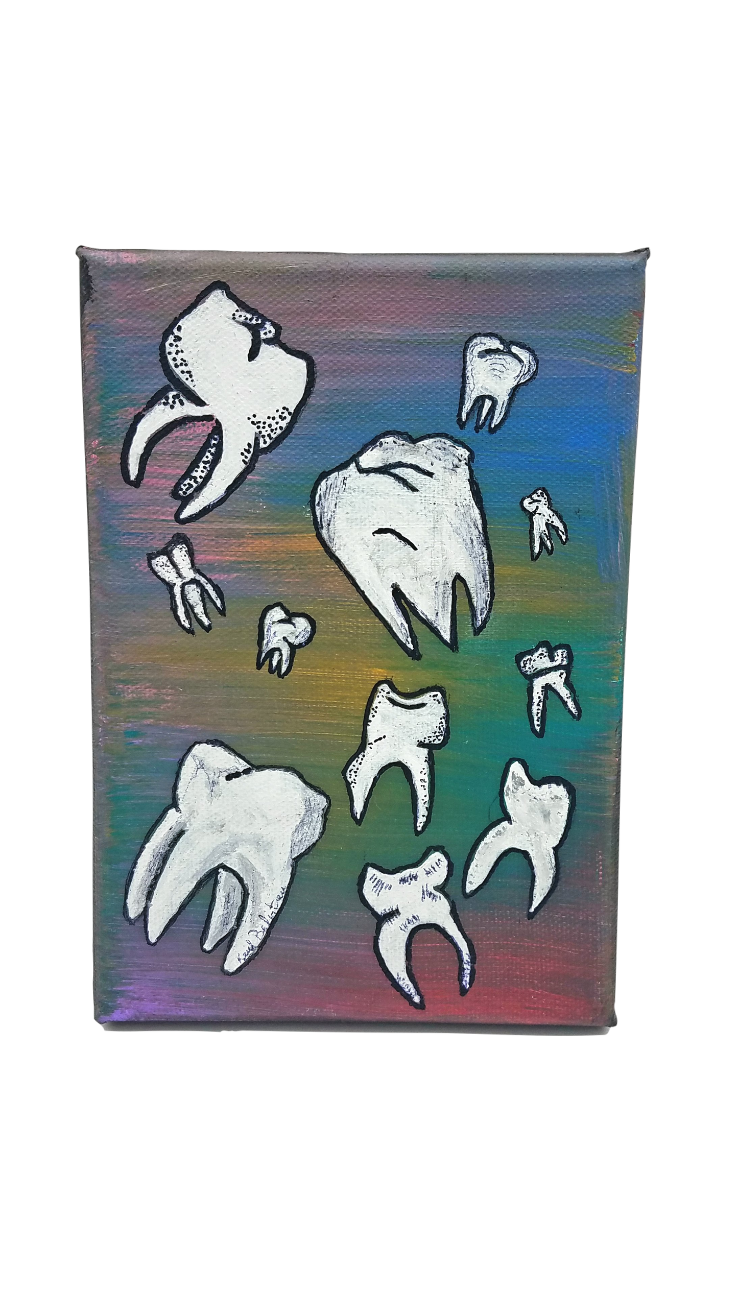 A Collage of Teeth Mini Canvas
