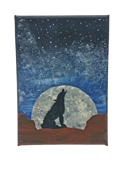 Wolf and Moon Mini Canvas