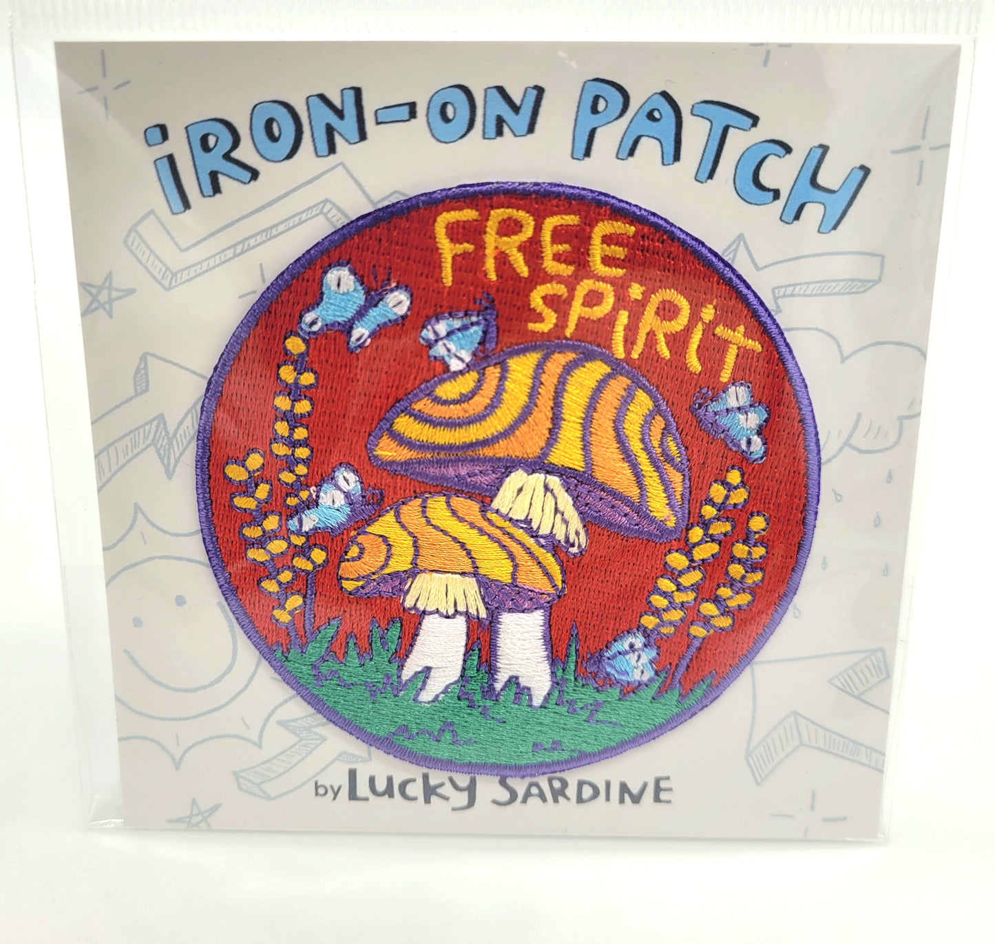 Free Spirit, Mushroom, Hippie Embroidered Patch